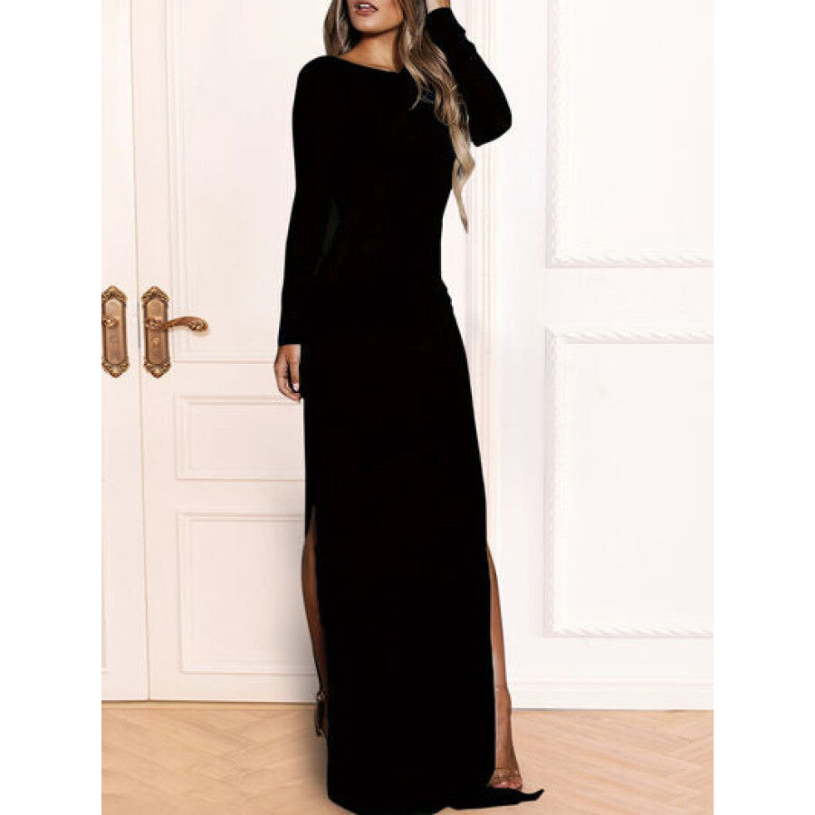 Split Backless Long Sleeve Dress Apparel and Accessories