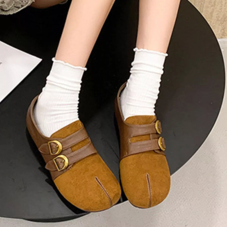 Split Toe Double Buckle Slip-Ons Apparel and Accessories