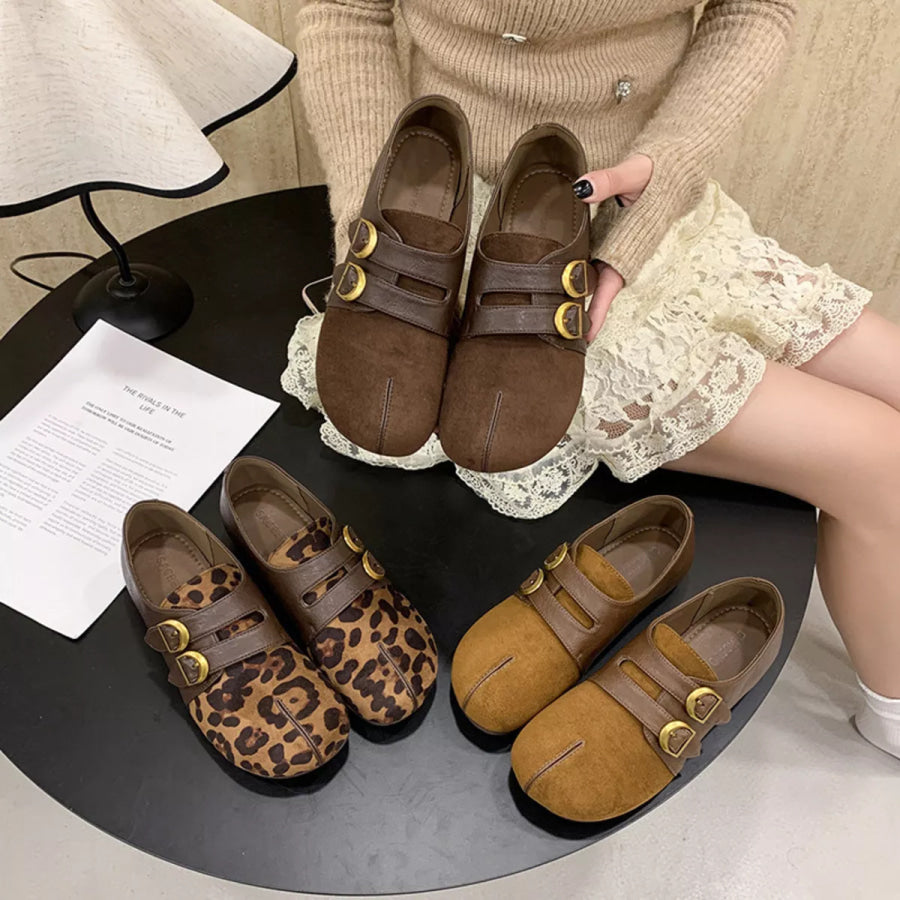 Split Toe Double Buckle Slip-Ons Apparel and Accessories