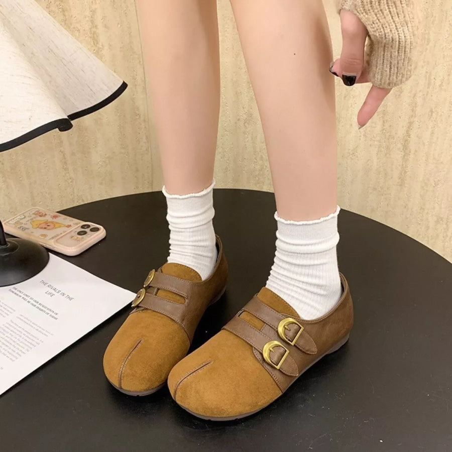 Split Toe Double Buckle Slip-Ons Apparel and Accessories