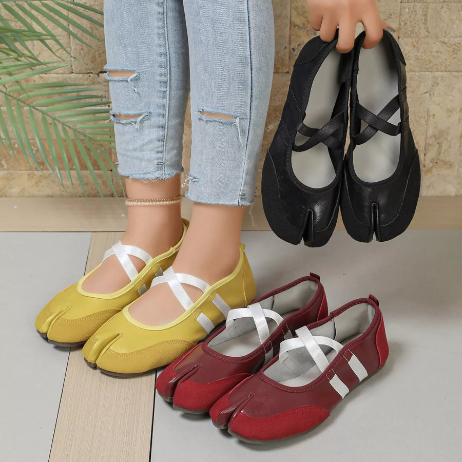 Split-Toe Tabi Ballet Sandals with Crisscross Straps Apparel and Accessories
