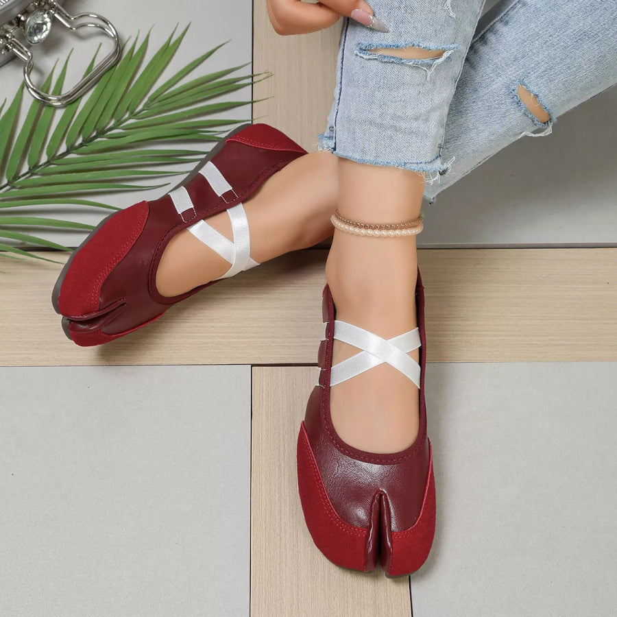 Split-Toe Tabi Ballet Sandals with Crisscross Straps Apparel and Accessories