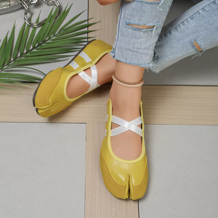 Split-Toe Tabi Ballet Sandals with Crisscross Straps Yellow / 36 Apparel and Accessories