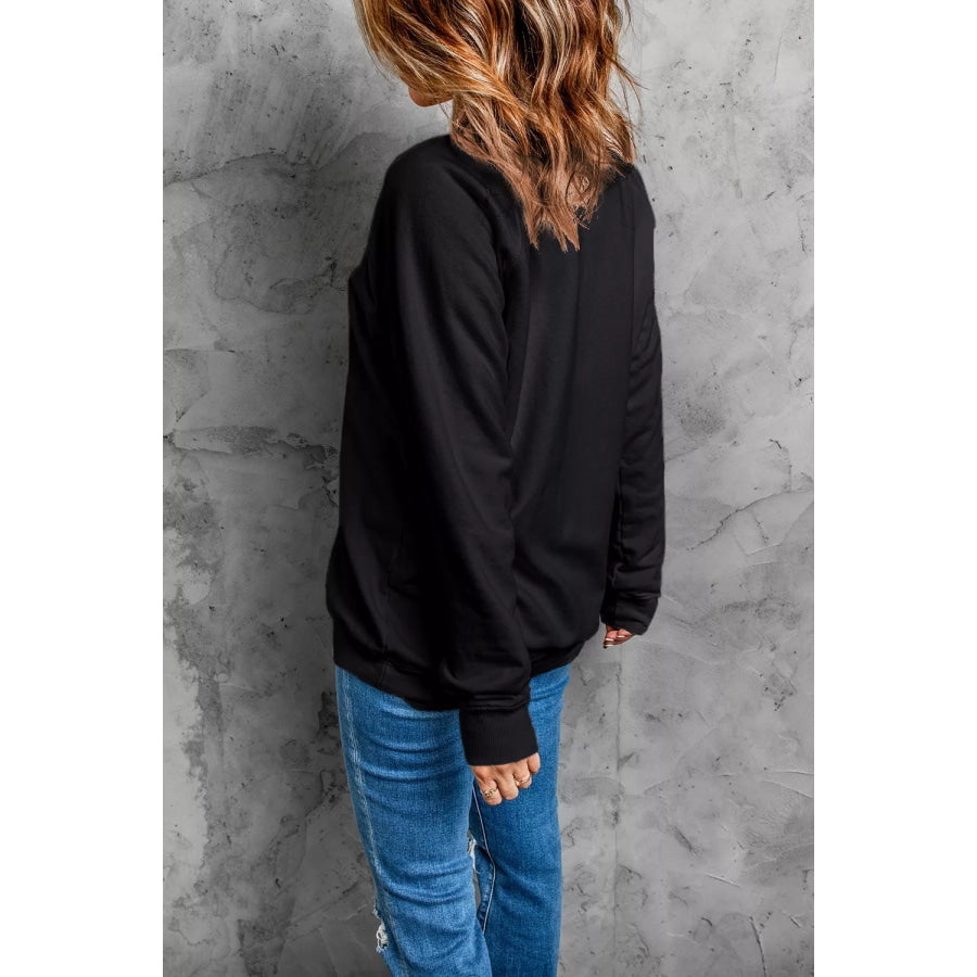 Spooky Rhinestone Drop Shoulder Sweatshirt Apparel and Accessories