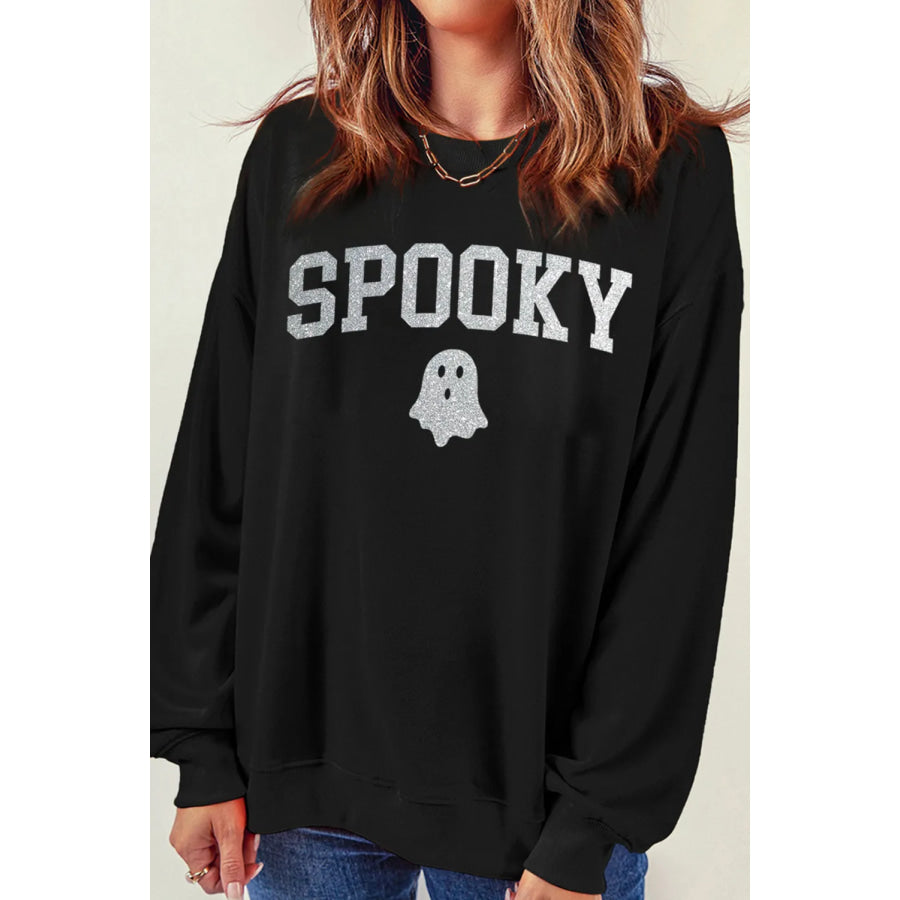 SPOOKY Round Neck Long Sleeve Sweatshirt Apparel and Accessories