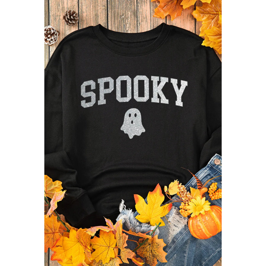 SPOOKY Round Neck Long Sleeve Sweatshirt Apparel and Accessories