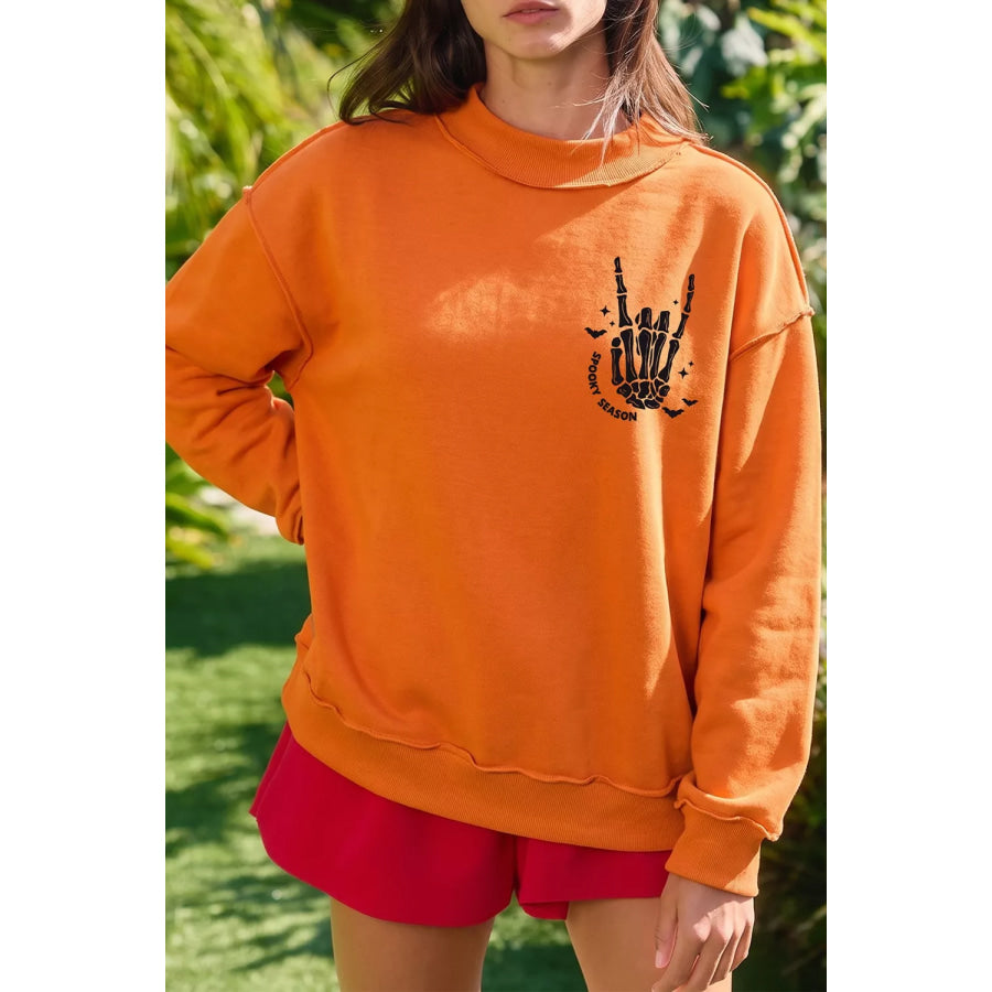 Spooky Season Mock Neck Reversible Halloween Sweatshirt Apparel and Accessories
