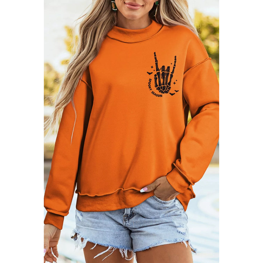 Spooky Season Mock Neck Reversible Halloween Sweatshirt Apparel and Accessories