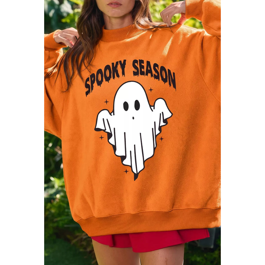 Spooky Season Mock Neck Reversible Halloween Sweatshirt Orange / S Apparel and Accessories