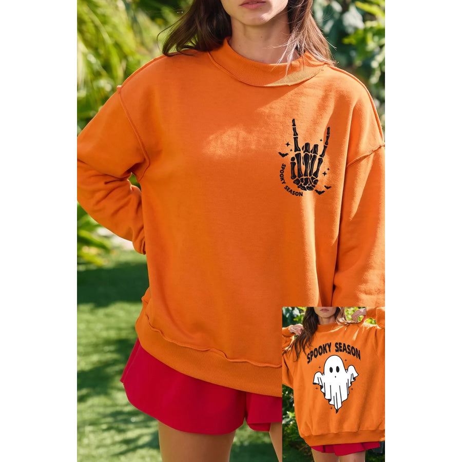 Spooky Season Mock Neck Reversible Halloween Sweatshirt Apparel and Accessories