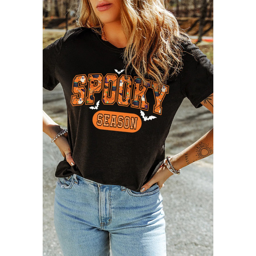 SPOOKY SEASON Round Neck Short Sleeve T-Shirt Apparel and Accessories