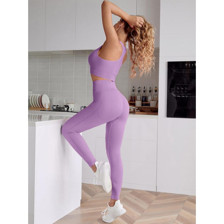 Sport Tank and Leggings Set Lavender / S