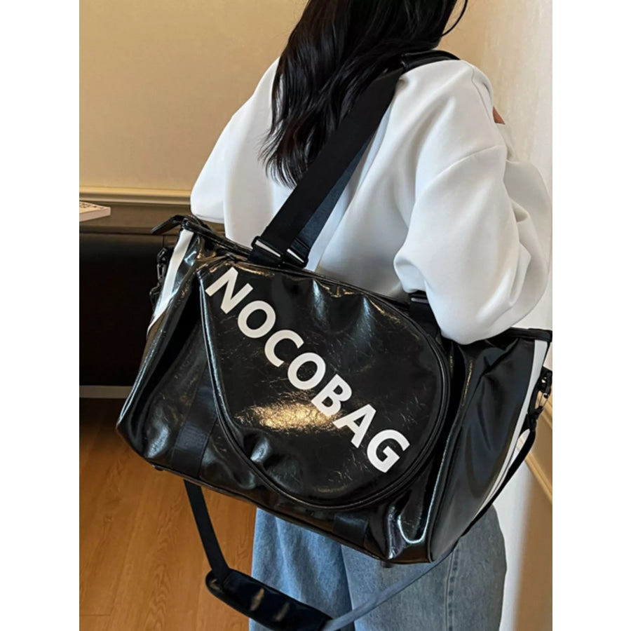 Sports Leather Duffle Bag Black / One Size Apparel and Accessories