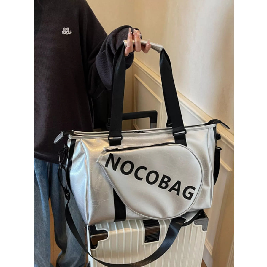 Sports Leather Duffle Bag Silver / One Size Apparel and Accessories