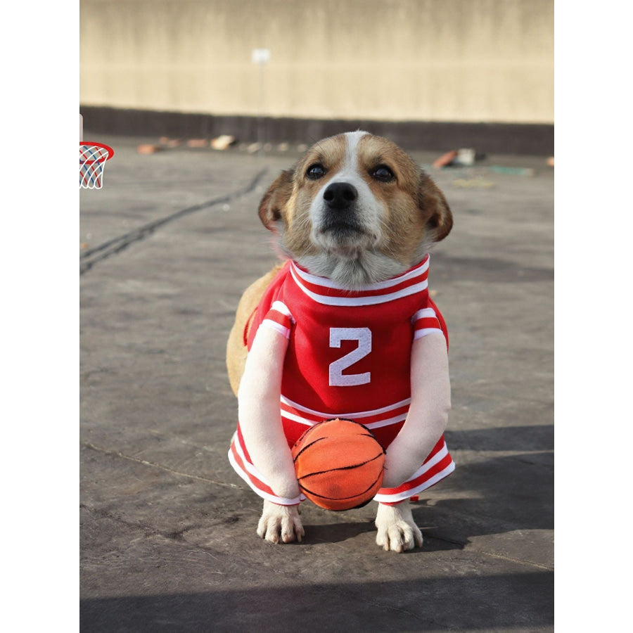 Sporty Basketball Pet Jumpsuit Scarlet / S Apparel and Accessories
