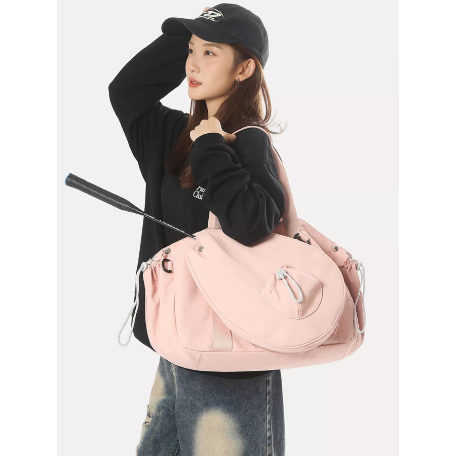 Sporty Duffel Bag with Integrated Racket Holder Apparel and Accessories
