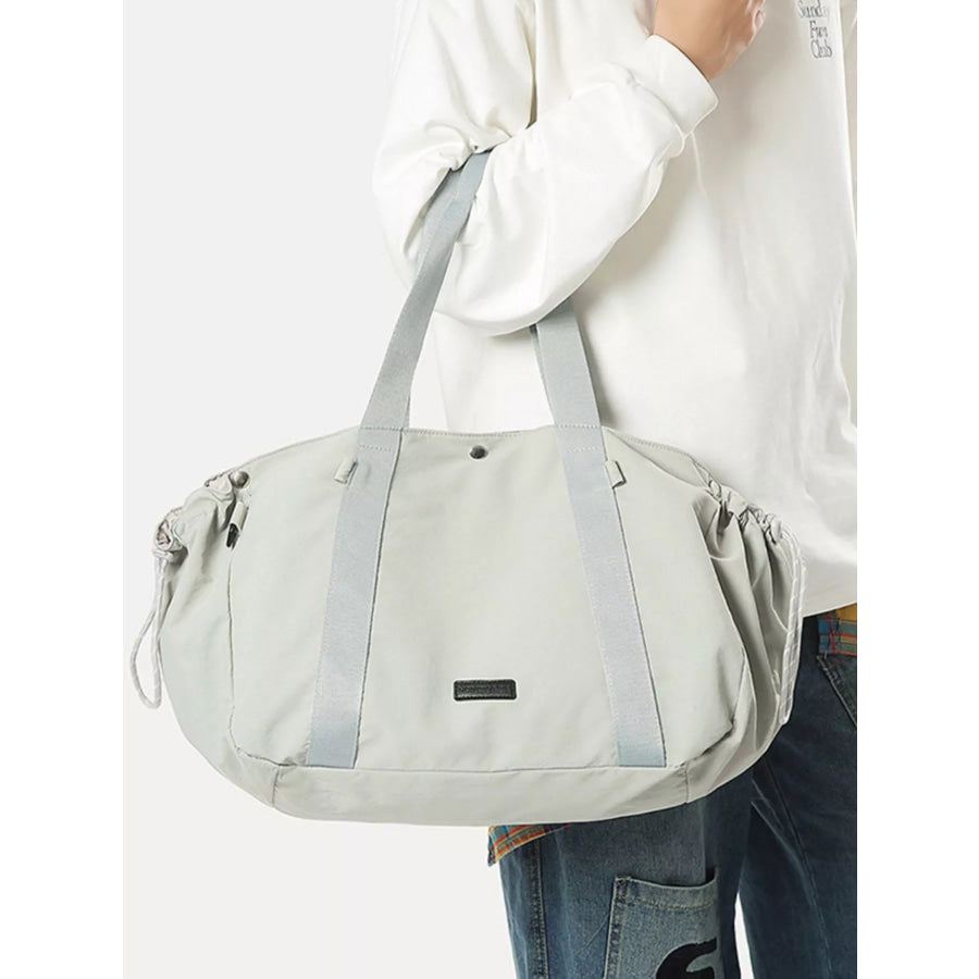 Sporty Duffel Bag with Integrated Racket Holder Light Gray / One Size Apparel and Accessories