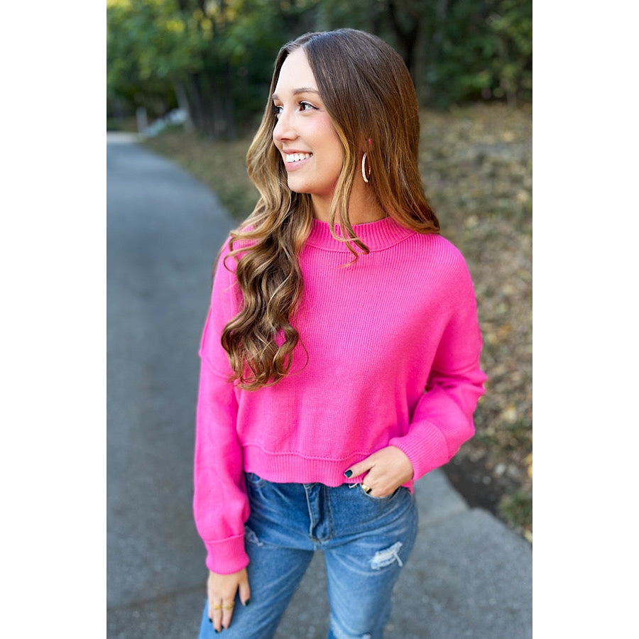 Spring Breeze Hot Pink Crop Sweater - ETA 2/5 WS 104 Sweaters