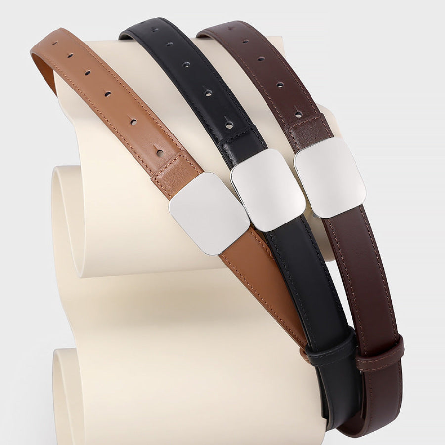 Square Buckle Leather Belt Apparel and Accessories