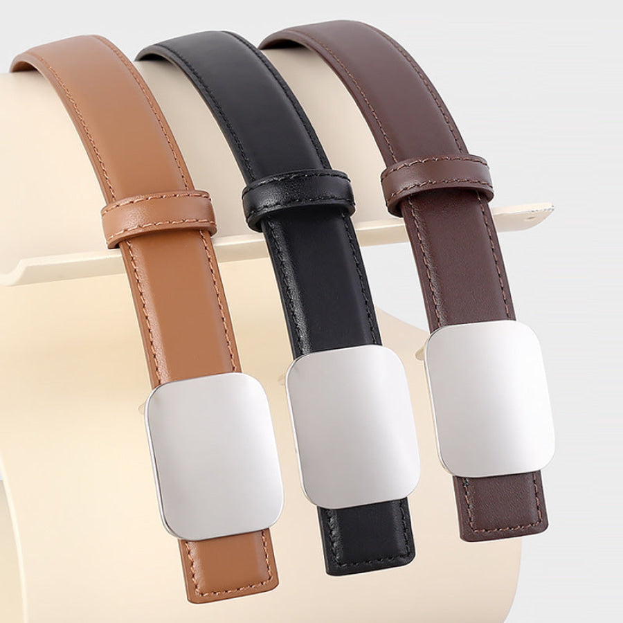 Square Buckle Leather Belt Apparel and Accessories
