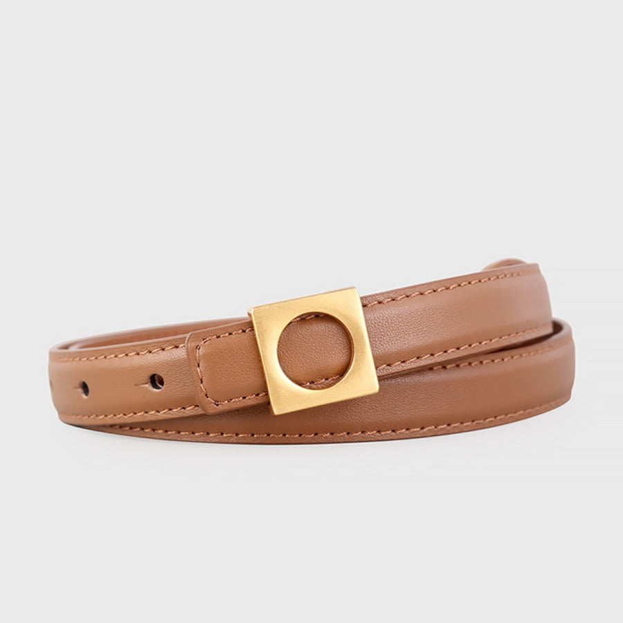 Square Buckle Skinny Leather Belt Apparel and Accessories