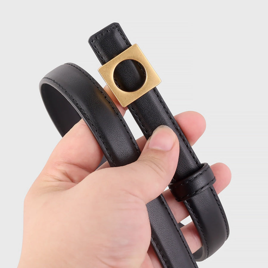 Square Buckle Skinny Leather Belt Apparel and Accessories