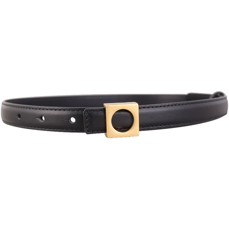 Square Buckle Skinny Leather Belt Apparel and Accessories