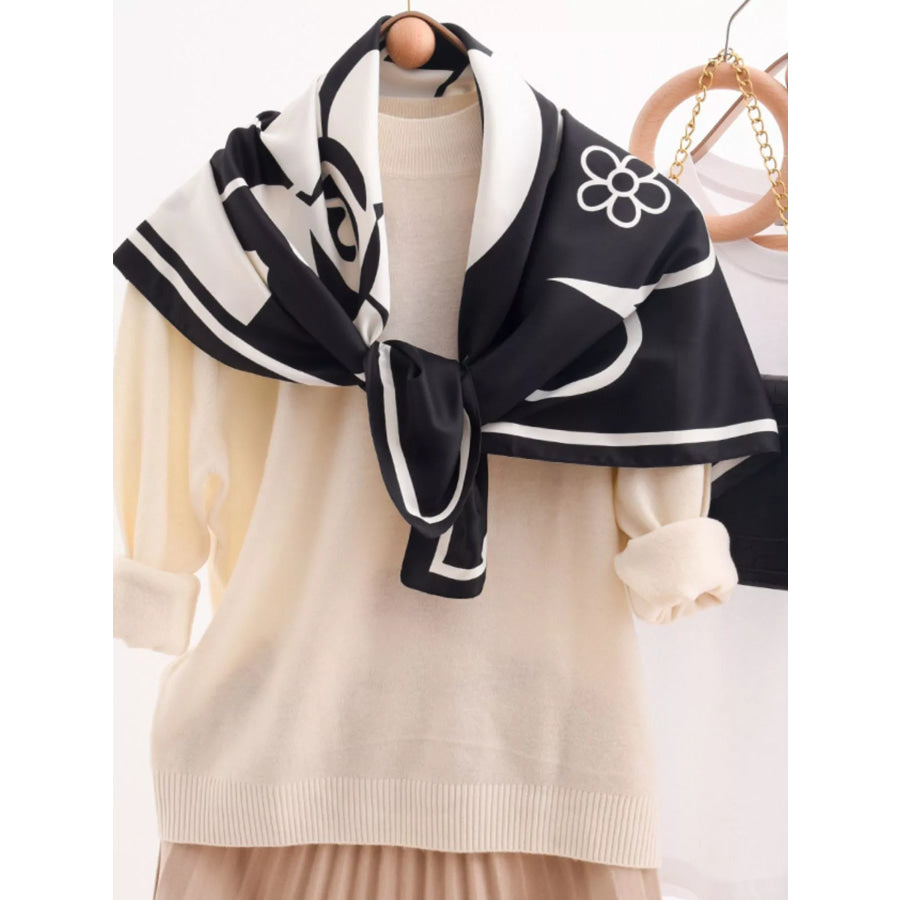 Square Flower Silk Scarf Apparel and Accessories