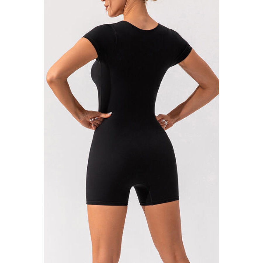 Square Neck Cap Sleeve Active Romper Clothing