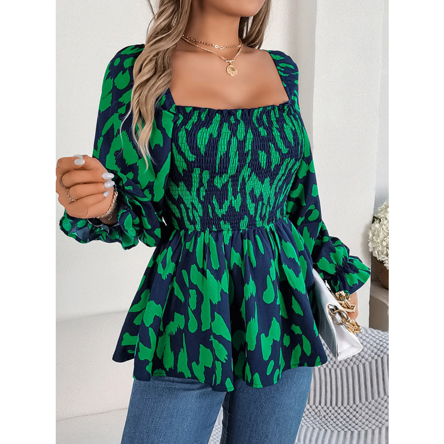 Square Neck Flounce Sleeve Blouse Apparel and Accessories