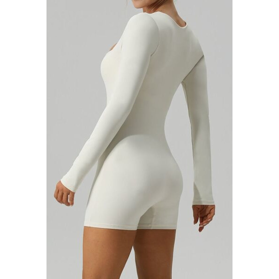 Square Neck Long Sleeve Active Romper Clothing