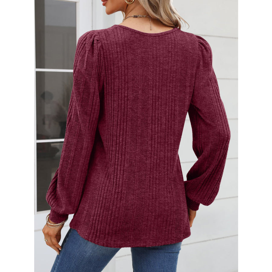 Square Neck Long Sleeve Blouse Apparel and Accessories