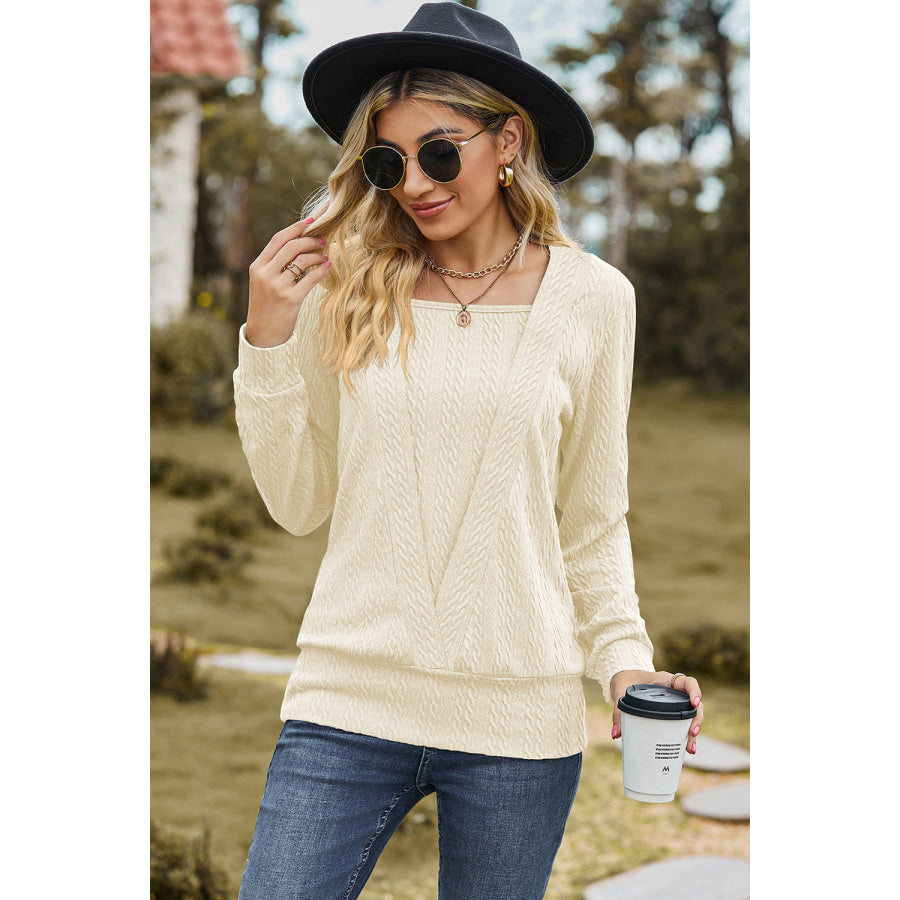 Square Neck Long Sleeve Blouse Apparel and Accessories