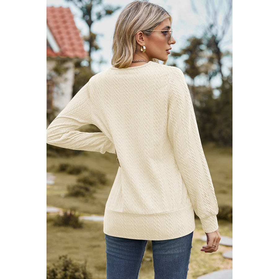 Square Neck Long Sleeve Blouse Apparel and Accessories