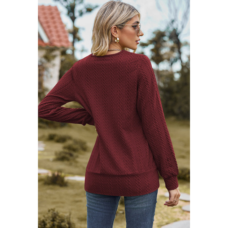 Square Neck Long Sleeve Blouse Apparel and Accessories