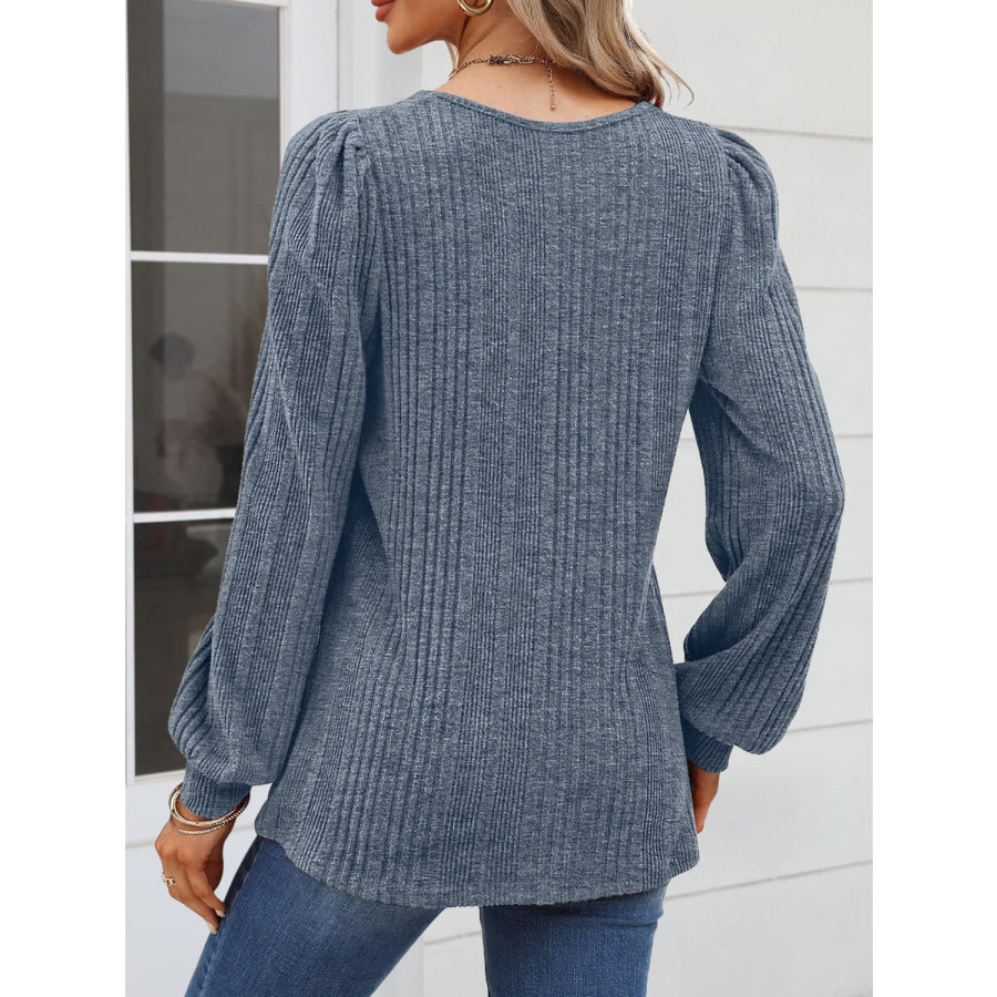 Square Neck Long Sleeve Blouse Apparel and Accessories