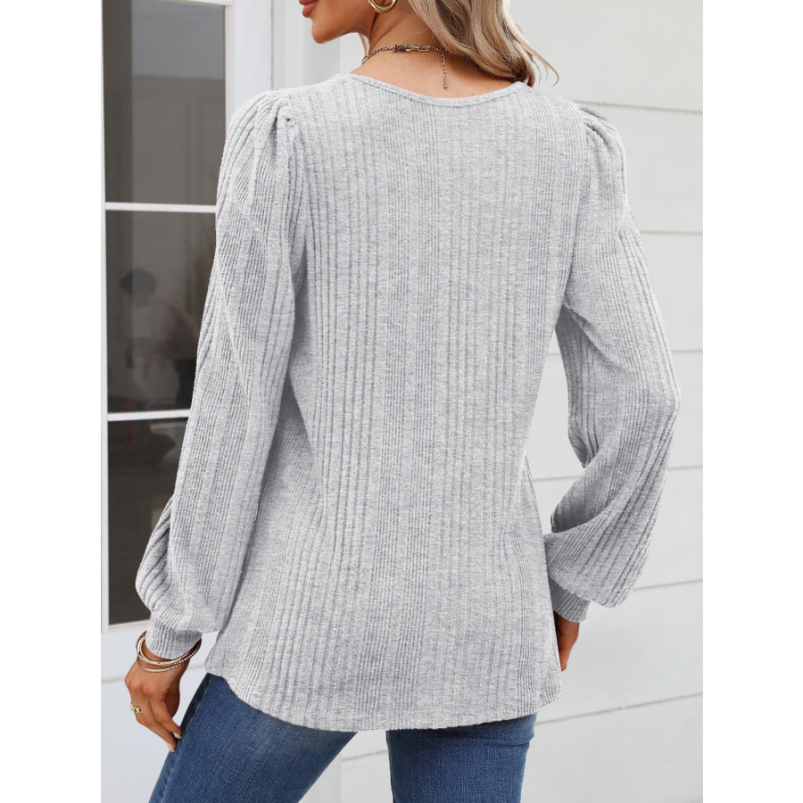 Square Neck Long Sleeve Blouse Apparel and Accessories