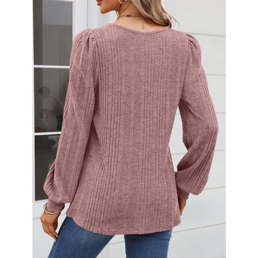 Square Neck Long Sleeve Blouse Apparel and Accessories