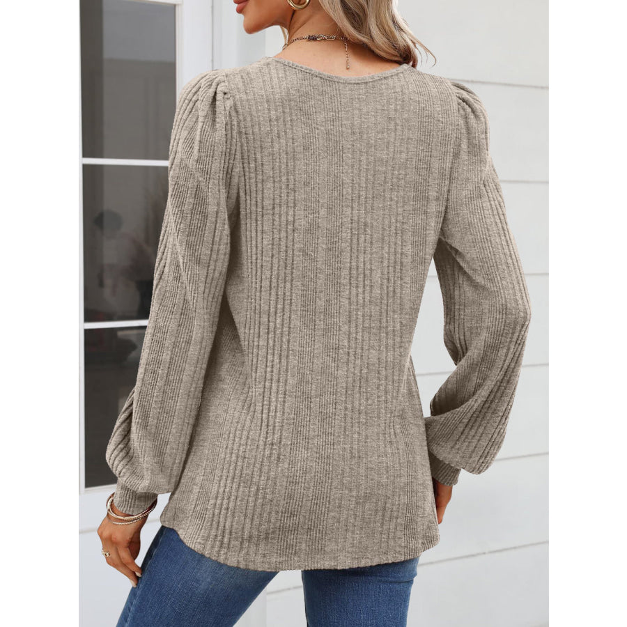 Square Neck Long Sleeve Blouse Apparel and Accessories