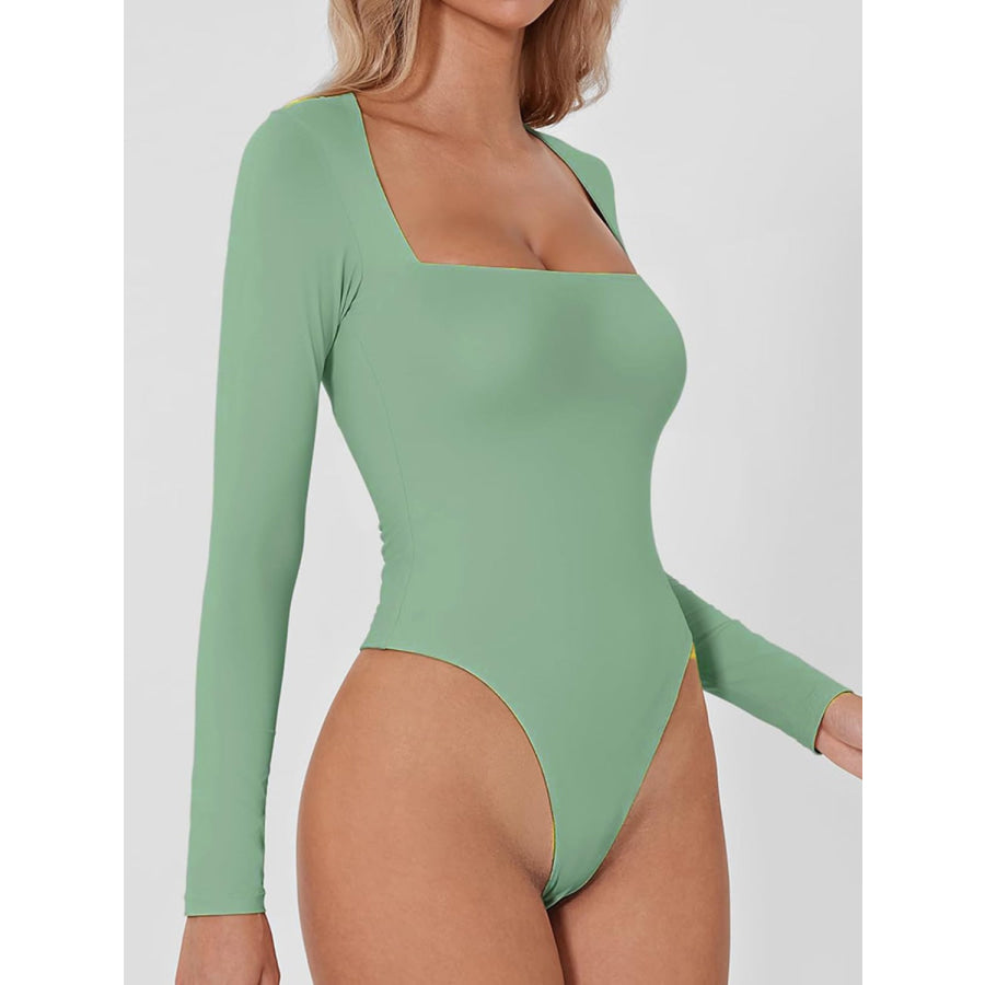 Square Neck Long Sleeve Bodysuit Apparel and Accessories