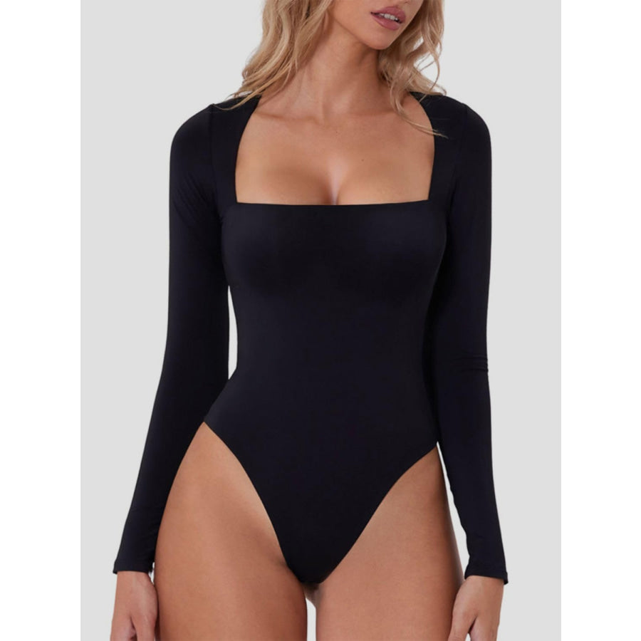 Square Neck Long Sleeve Bodysuit Apparel and Accessories