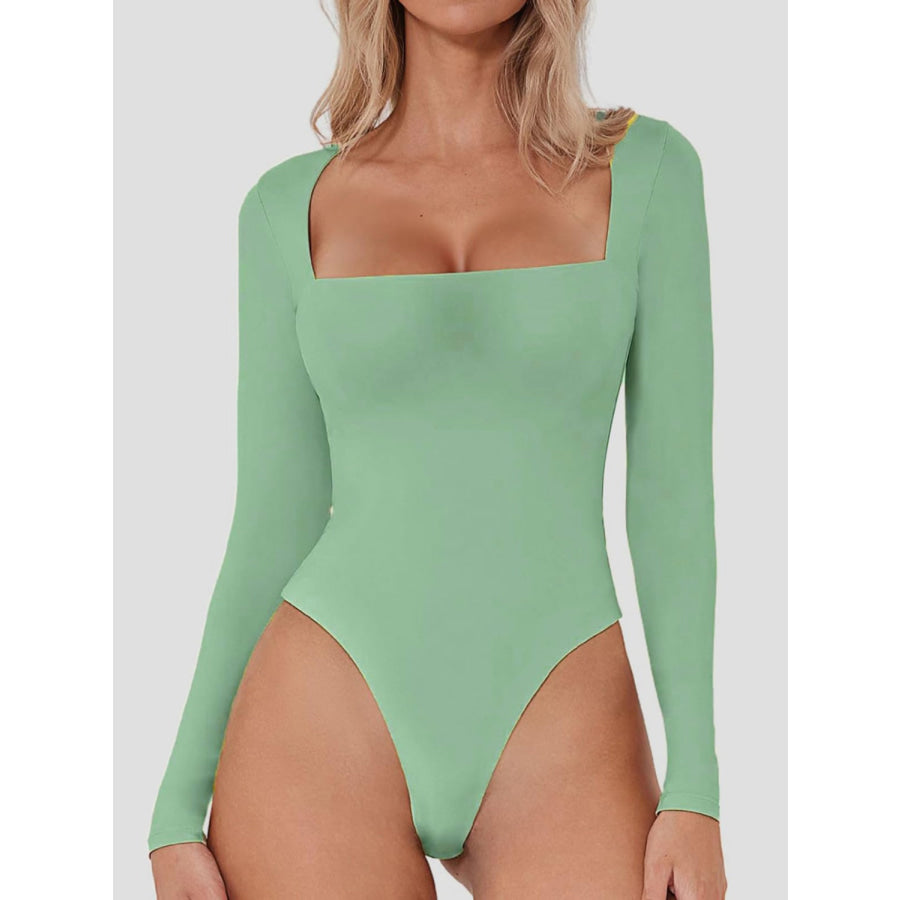 Square Neck Long Sleeve Bodysuit Apparel and Accessories