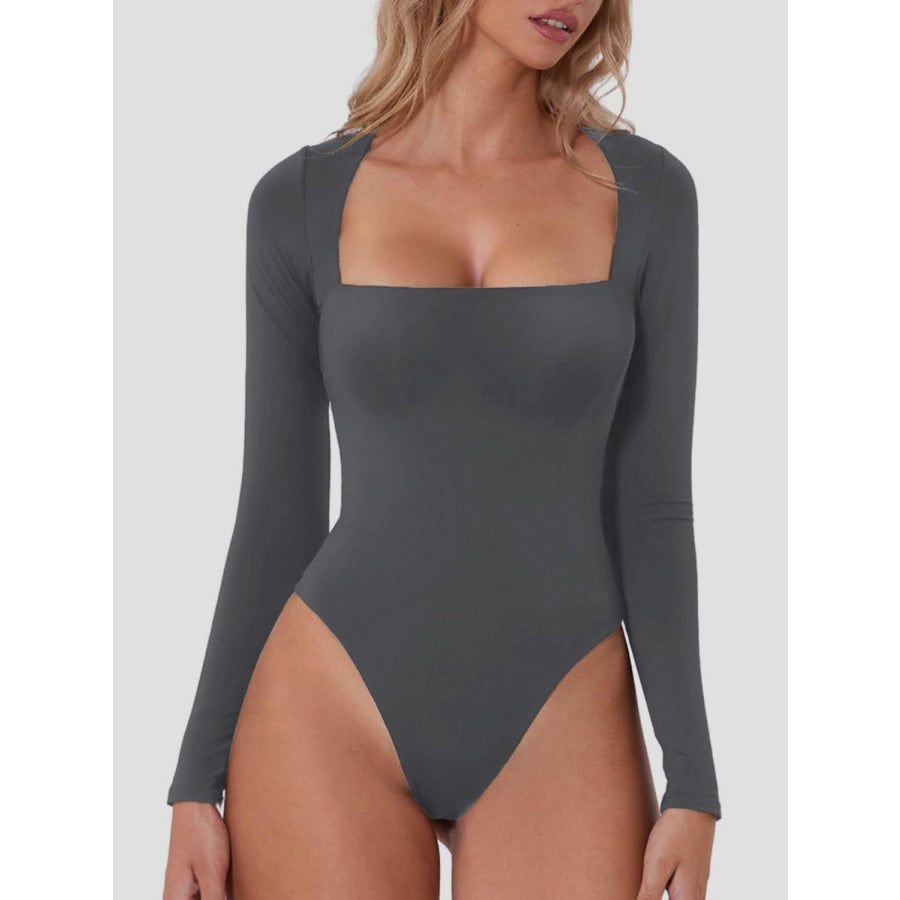 Square Neck Long Sleeve Bodysuit Apparel and Accessories