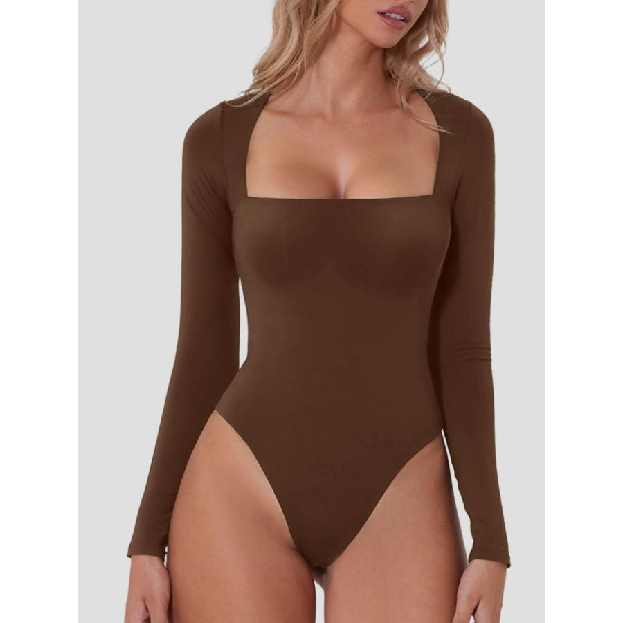 Square Neck Long Sleeve Bodysuit Apparel and Accessories