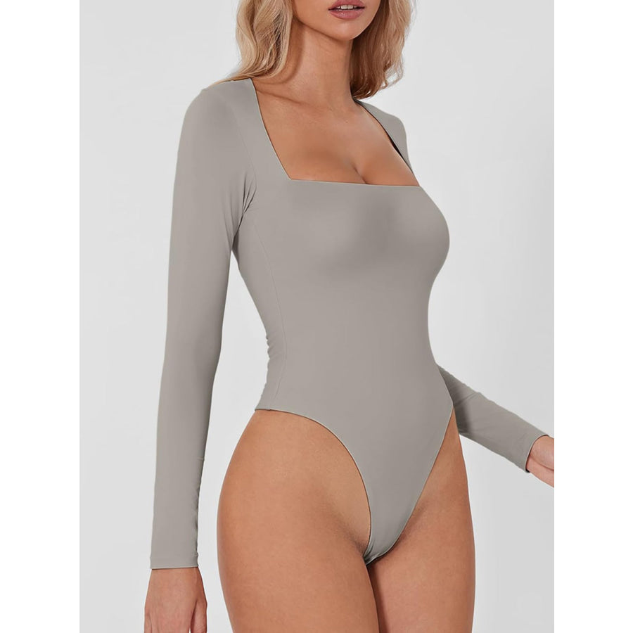 Square Neck Long Sleeve Bodysuit Apparel and Accessories