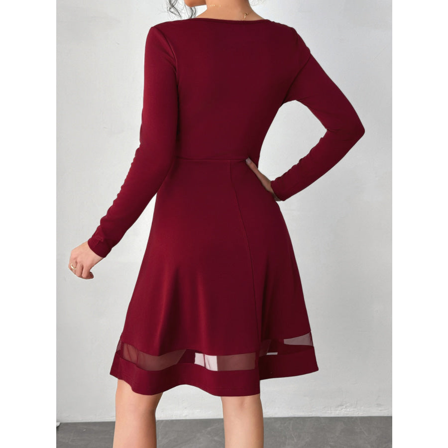 Square Neck Long Sleeve Mini Dress Apparel and Accessories