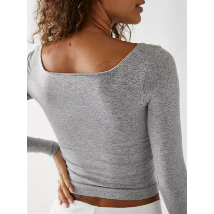 Square Neck Long Sleeve T-Shirt Apparel and Accessories