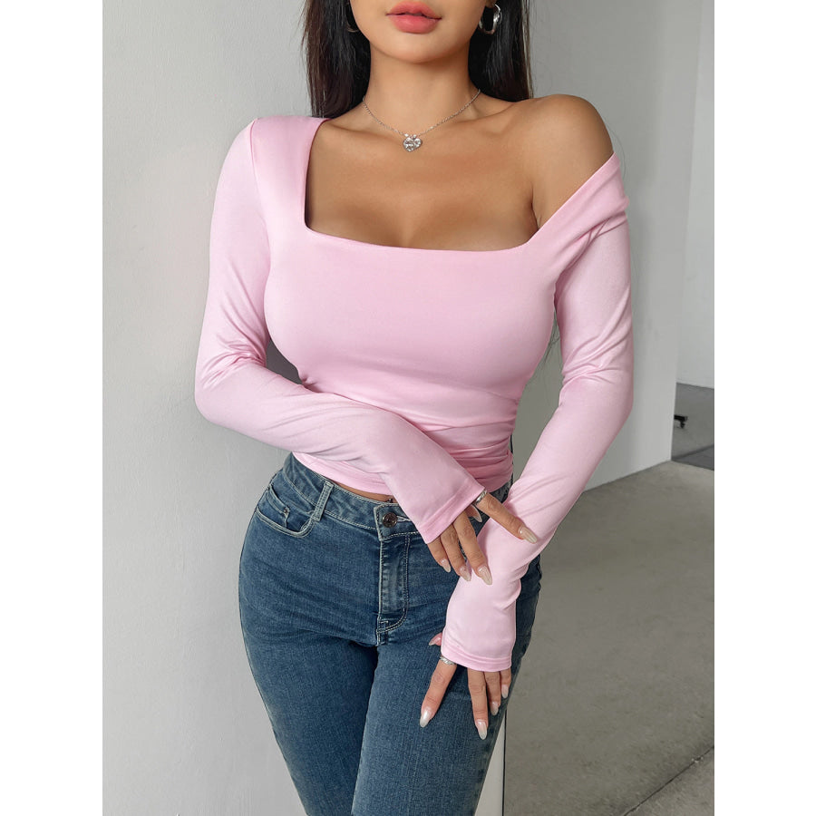 Square Neck Long Sleeve T-Shirt Apparel and Accessories