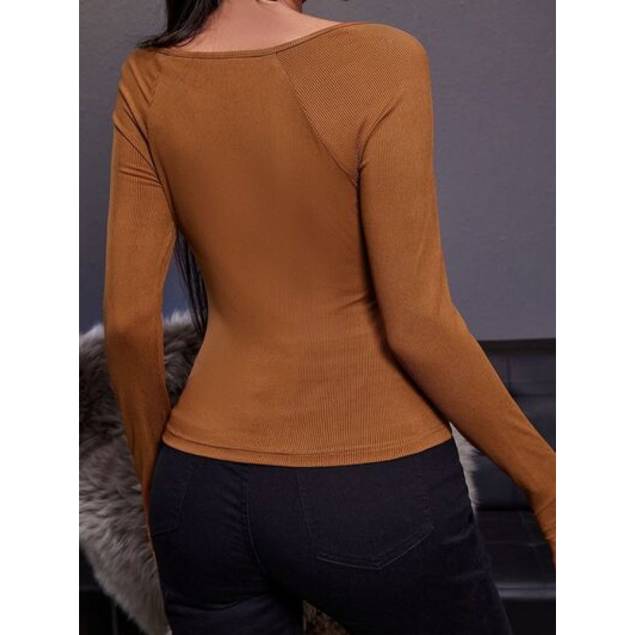 Square Neck Long Sleeve T - Shirt Apparel and Accessories