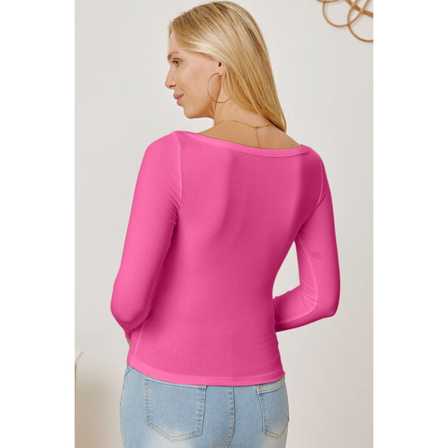 Square Neck Long Sleeve T-Shirt Clothing